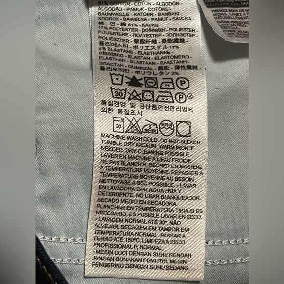 Levi Strauss Women’s Cut Off Jean Shorts Shaping Slim Stretch Dark Wash Size 32 - Picture 6 of 12